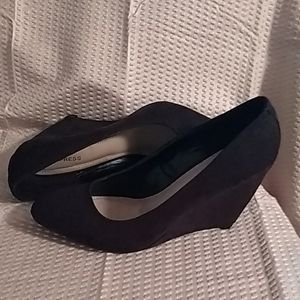 EXPRESS Black suede look wedge heels